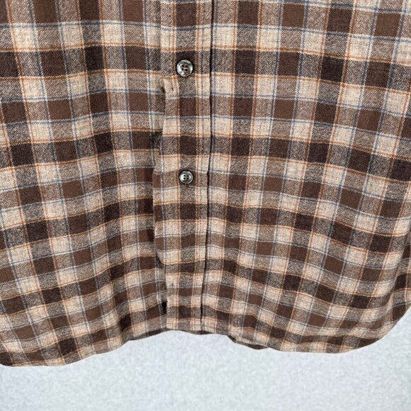 Pendleton Mens VTG Button Front Shirt Size L Brown Plaid Woolen Mills USA Oregon - Picture 5 of 13